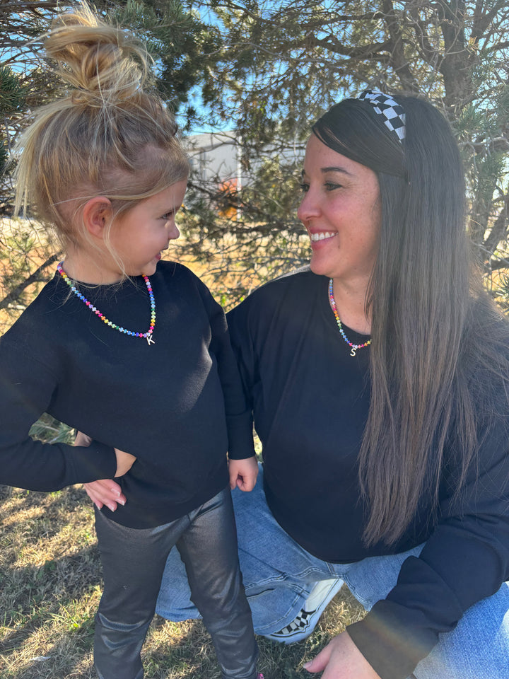 Ruthie Rainbow Beaded Mini Initial Necklace