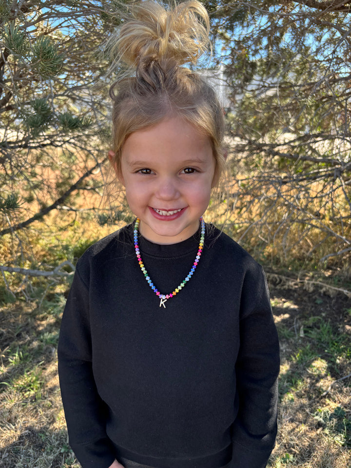 Ruthie Rainbow Beaded Mini Initial Necklace