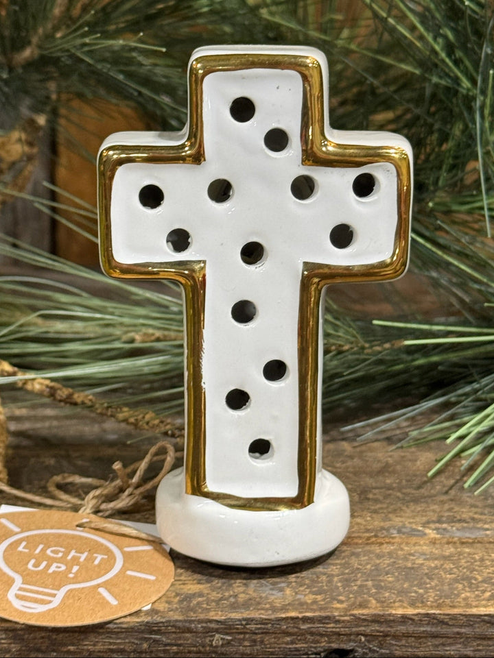 Cross Light Up Sitter by Mud Pie