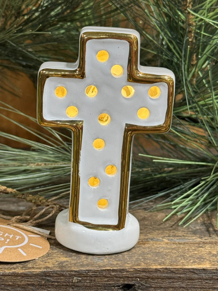 Cross Light Up Sitter by Mud Pie