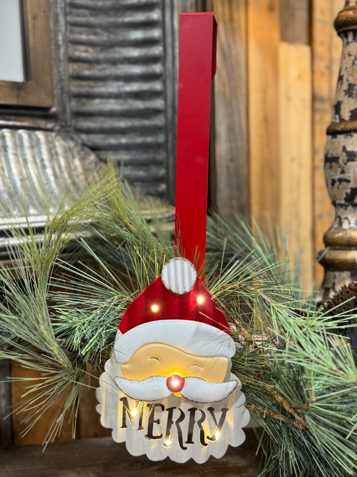 LED Santa Wreath Hanger by Mud Pie
