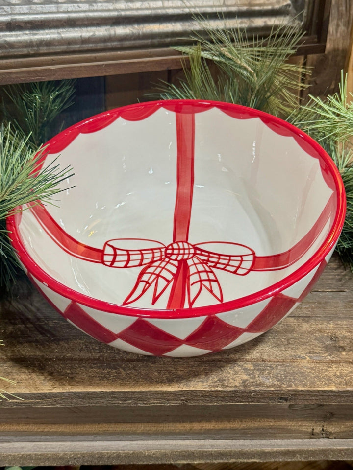 Red Christmas Bow Bowl by Mud Pie