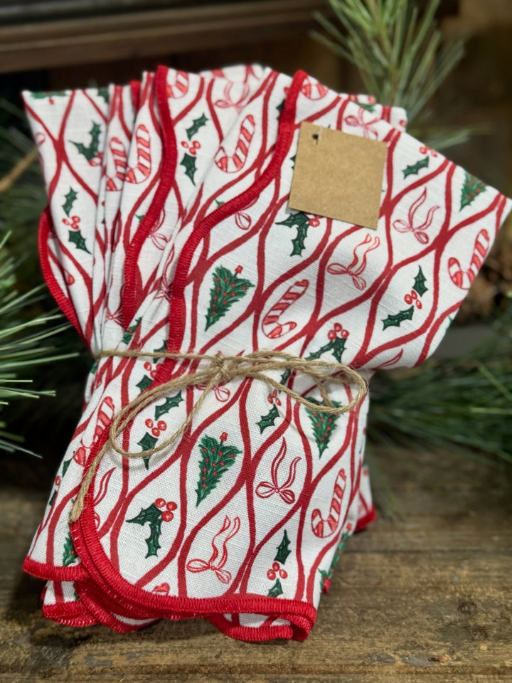 Set of 4 Christmas Pattern Napkins by Mud Pie