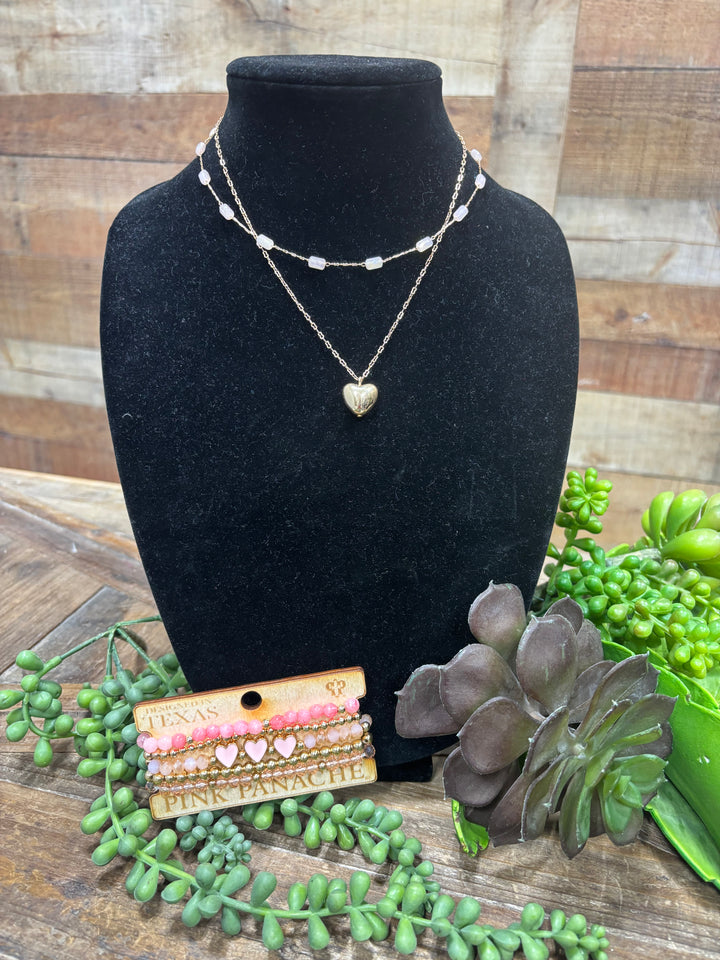 Dip Pink Heart Pendant Necklace