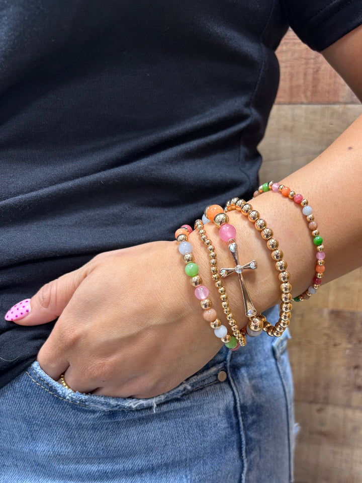 Colorful Cross Beaded Bracelet