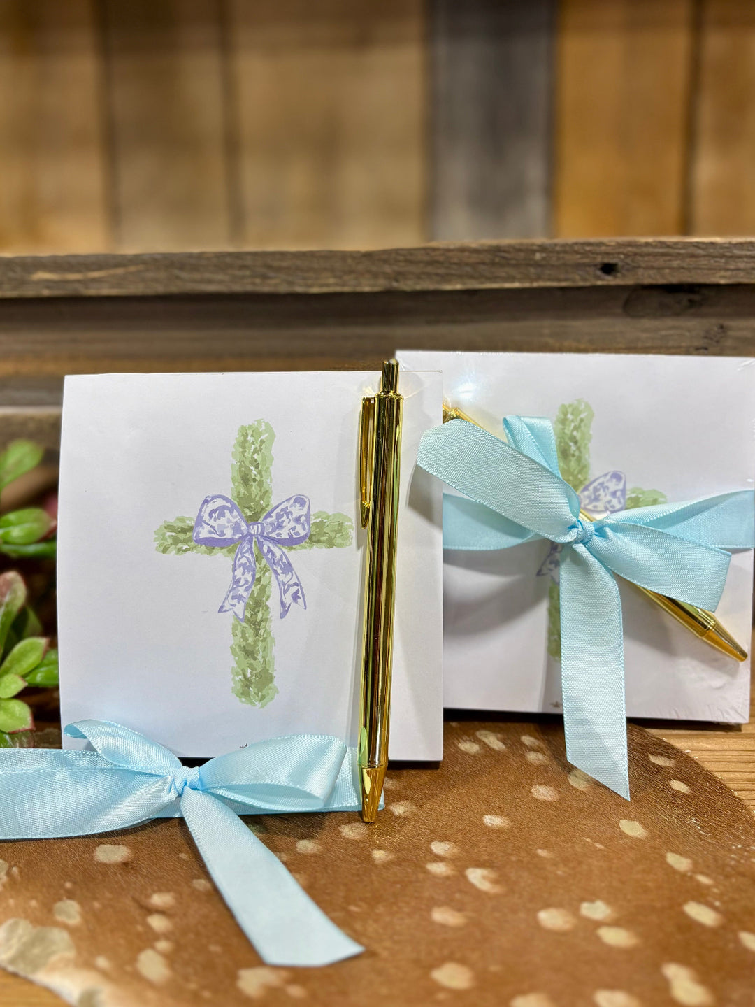 Boxwood Cross Block Notepad Gift Set