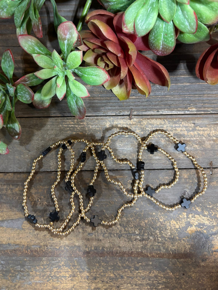 Eden Black & Gold Cross Bracelet