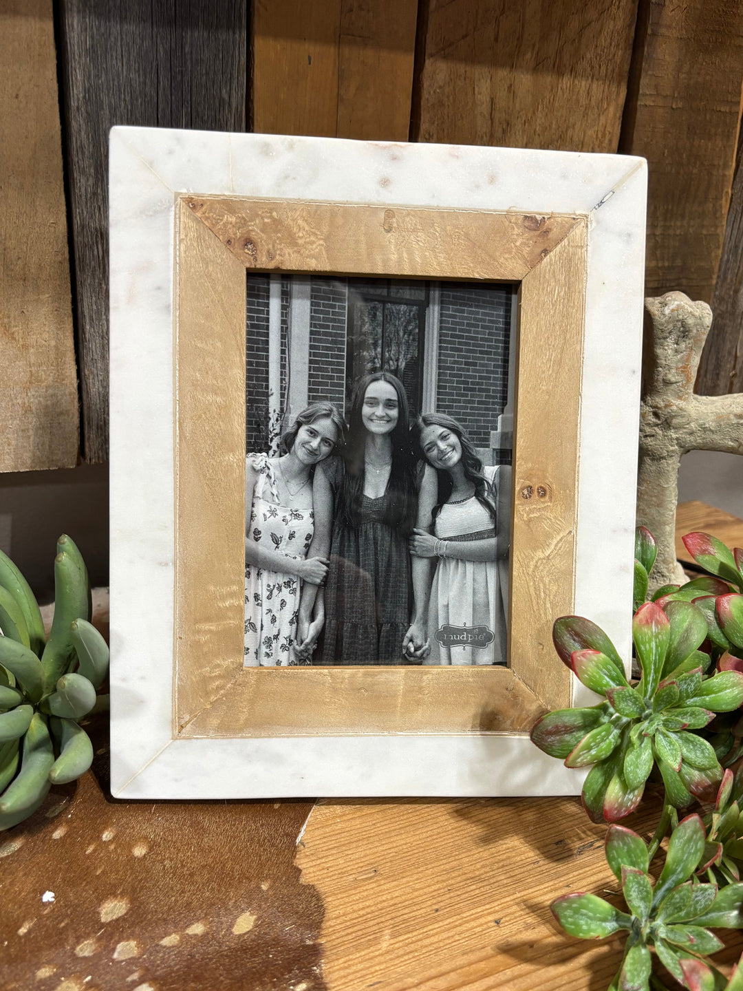 Burl and Marble Frame by Mud Pie