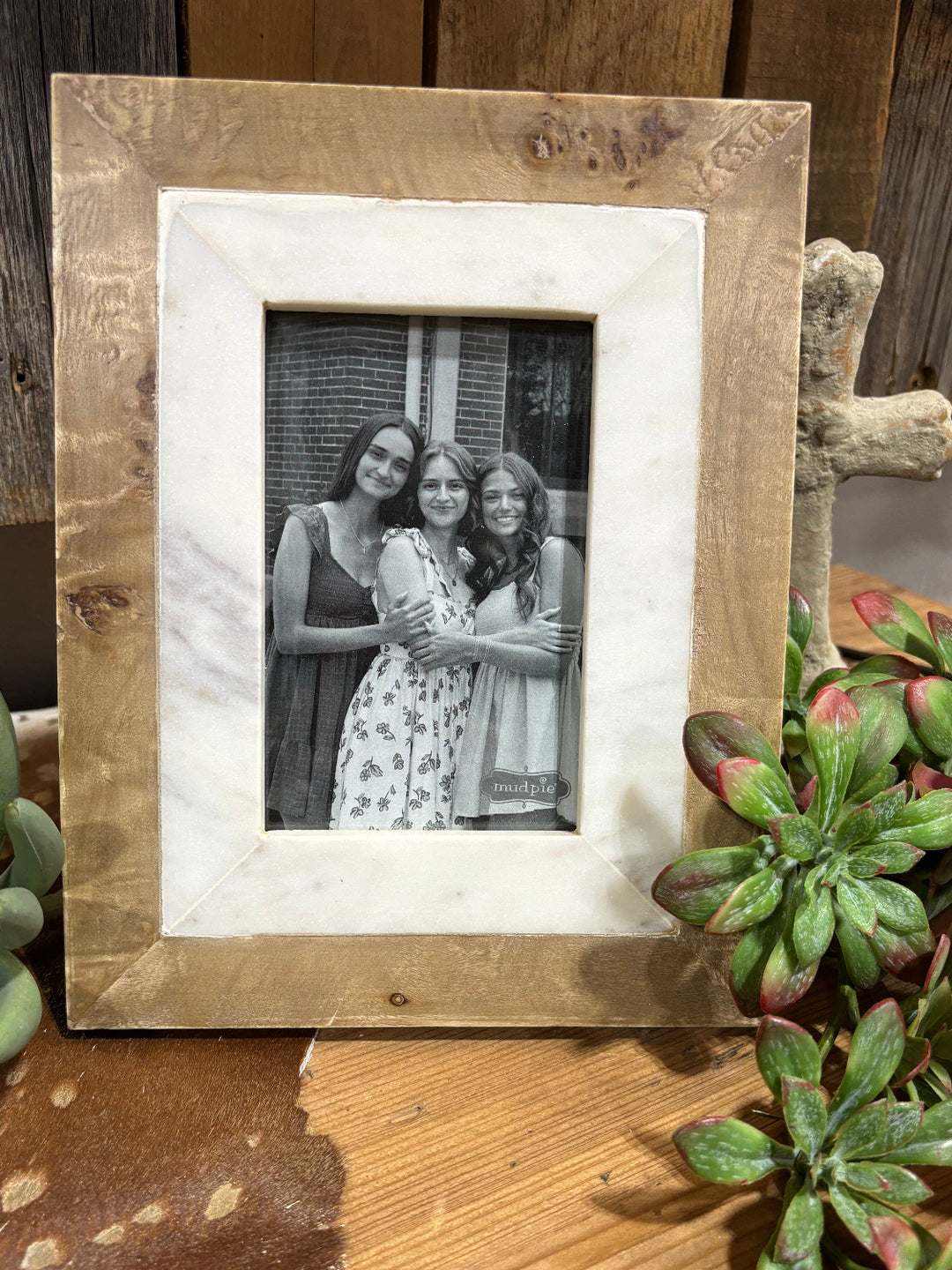 Burl and Marble Frame by Mud Pie