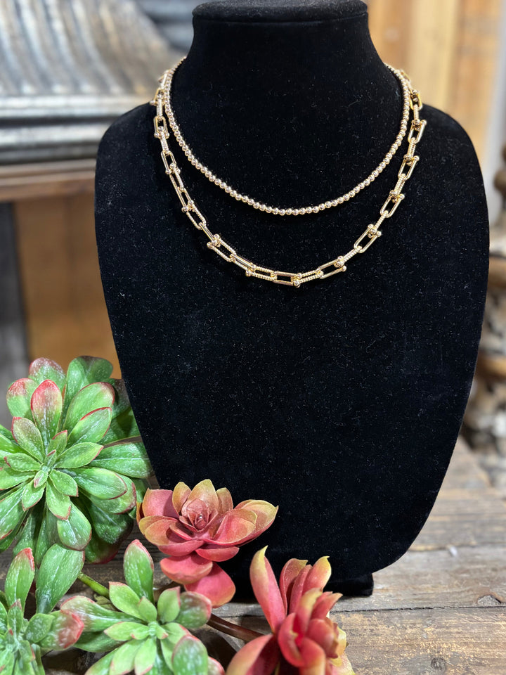 Roslyn Double Chain Gold Necklace