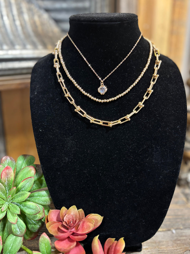 Roslyn Double Chain Gold Necklace