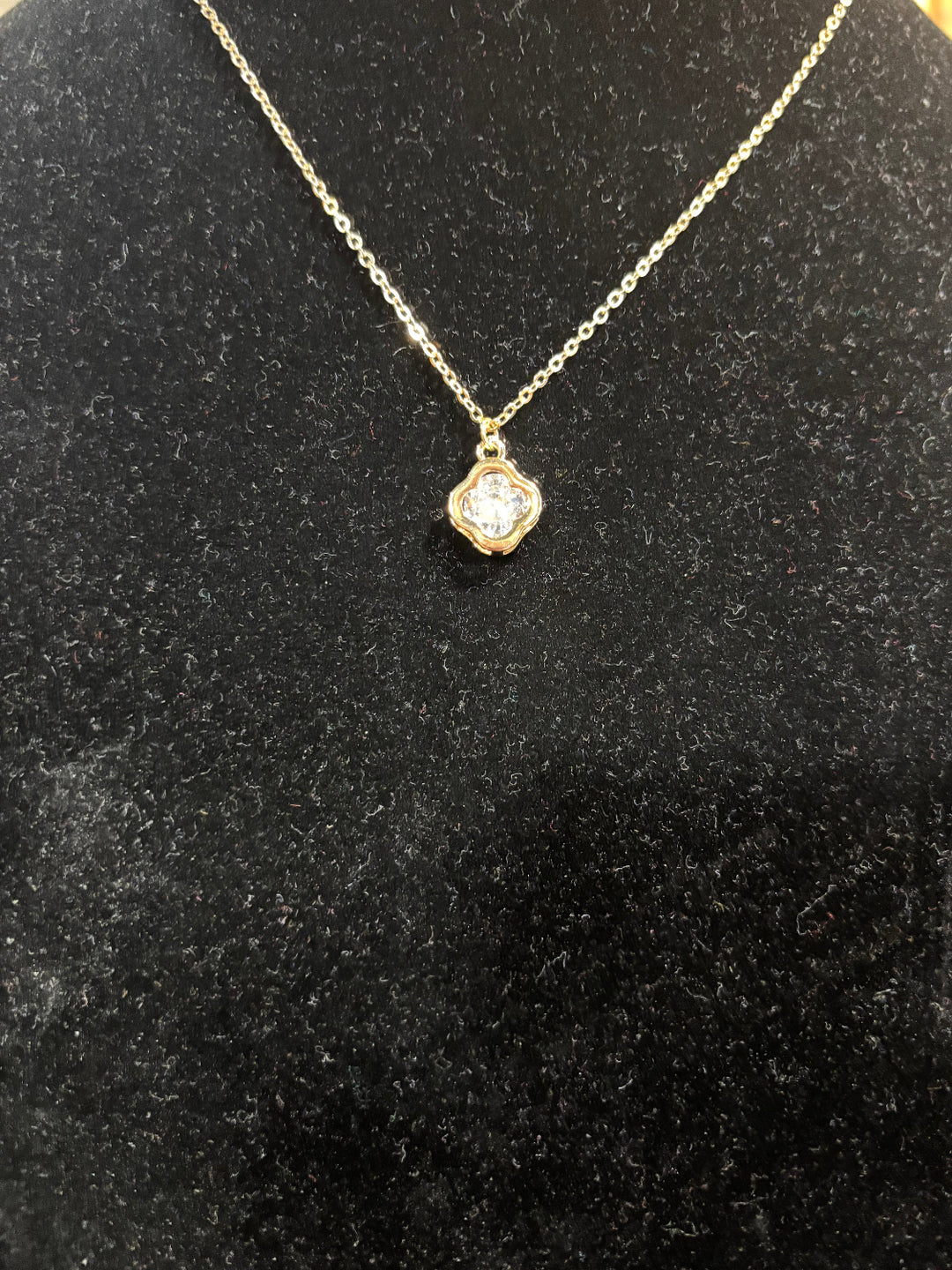 Bodi Gold Necklace with Crystal Pennant