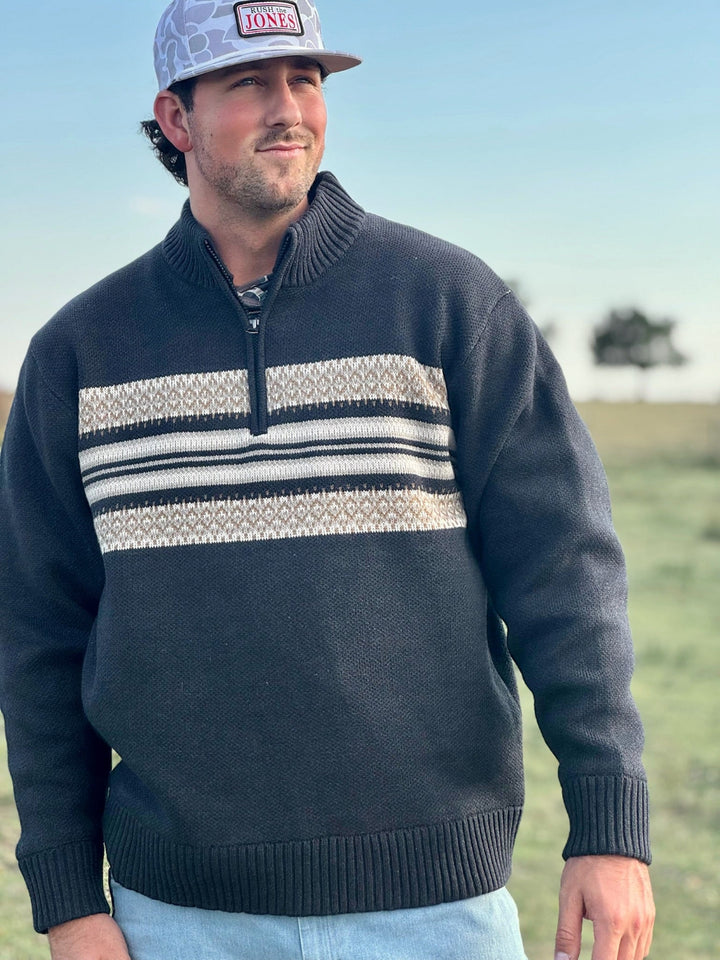 Wyatt Charcoal 1/4 Zip Pullover Sweater by Cinch