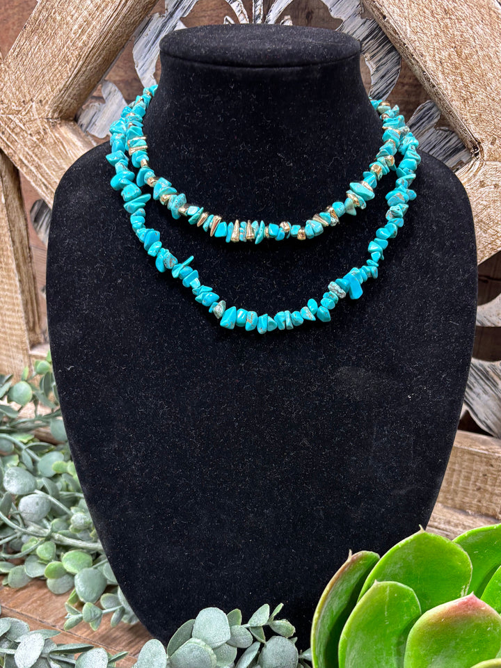 Abby Turquoise & Gold 2 Strand Necklace