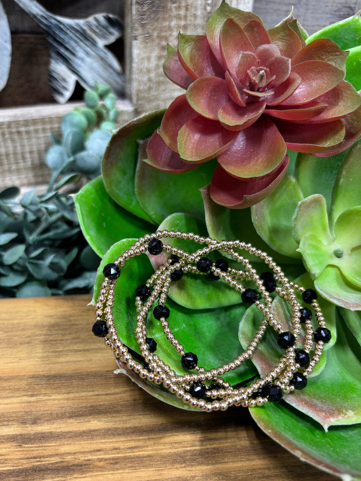 Palm Beach Black & Gold Stretchy Bracelet