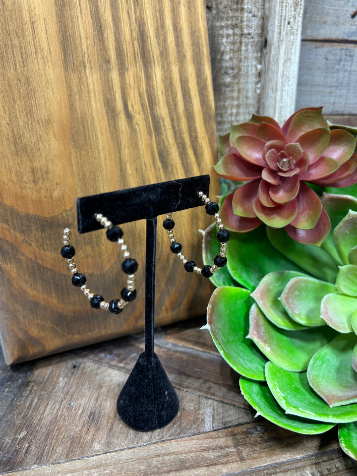 Black & Gold Beaded Earrings