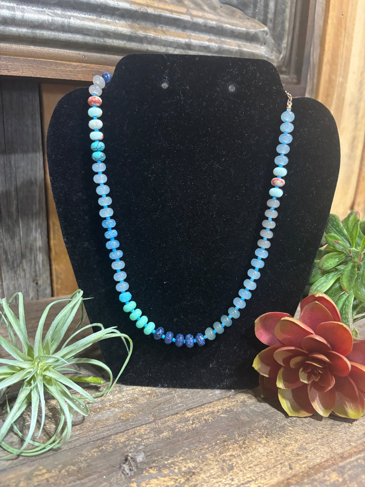 Fads Blue Beaded Necklace