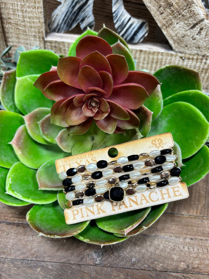 Gail Black & Gold Pearl Bracelet Set