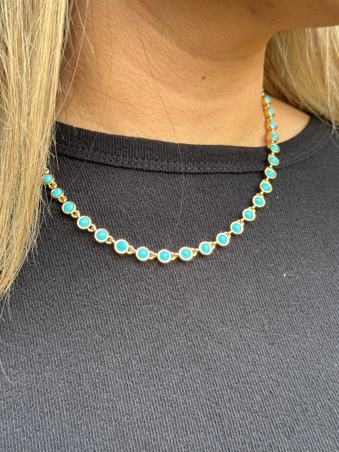 Romy Gold & Turquoise Hoop Earings