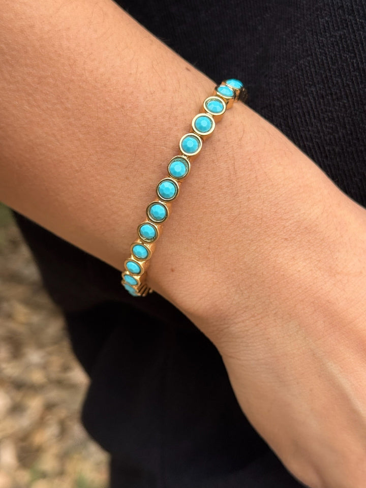 Romy Gold & Turquoise Hoop Earings