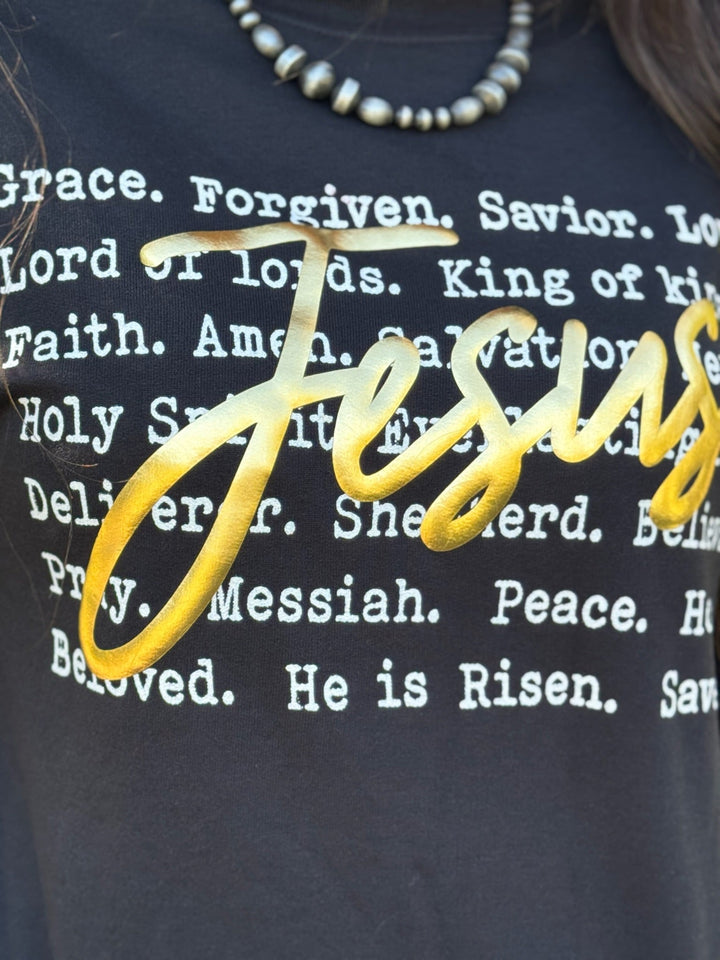Jesus with Gold Puff Graphic Tee by Texas True Threads