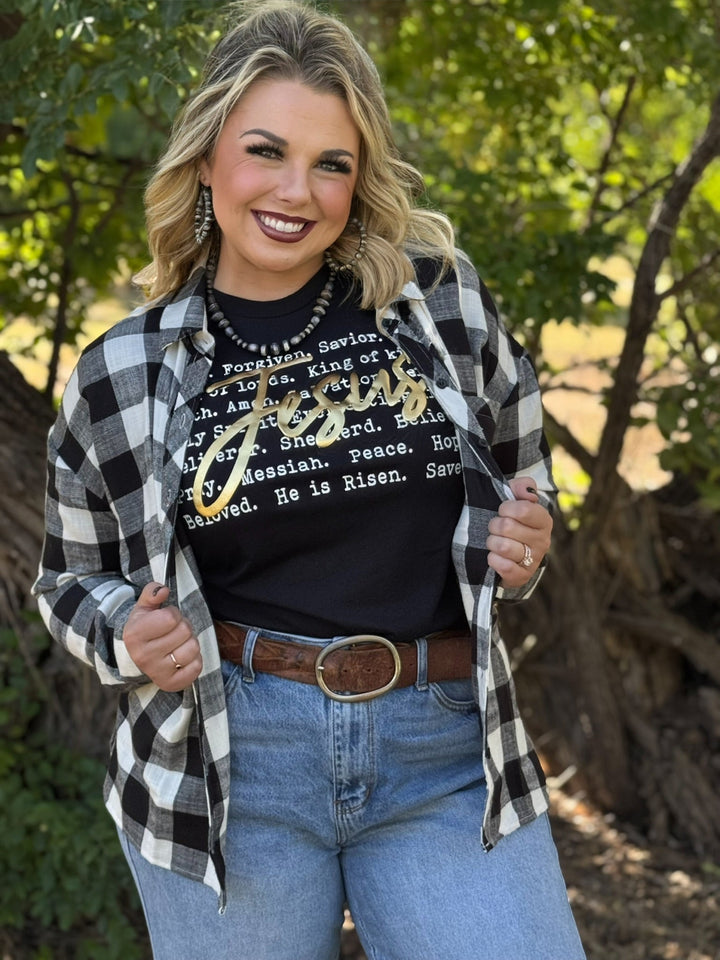 Jesus with Gold Puff Graphic Tee by Texas True Threads