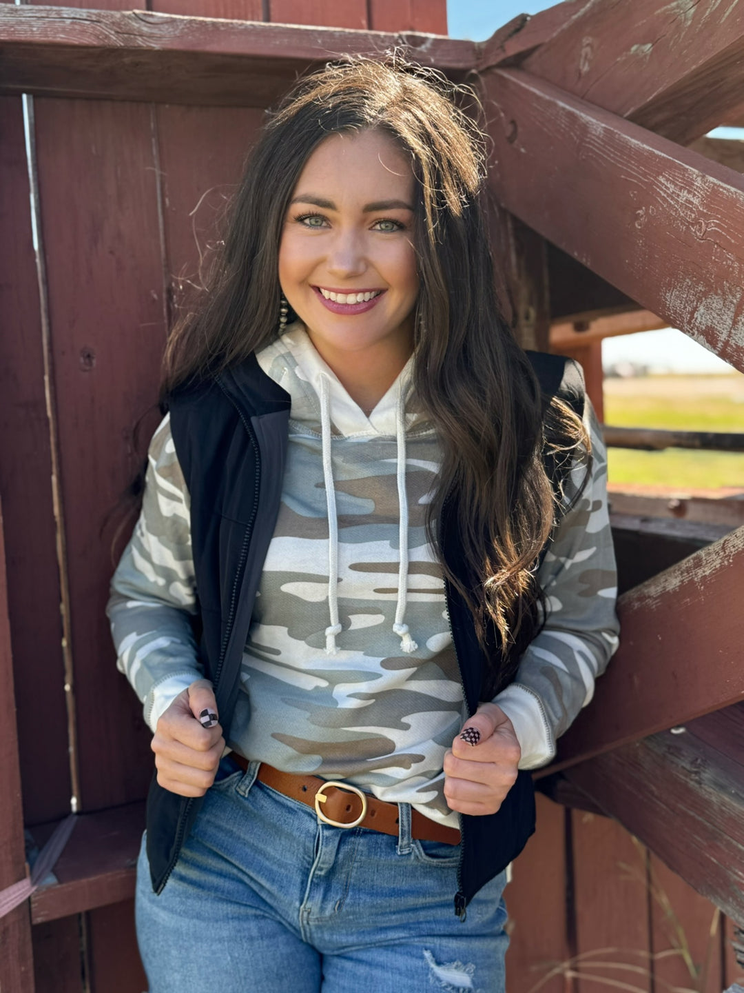 Jess Cream Camo Hooded Sweatshirt by Texas True Threads