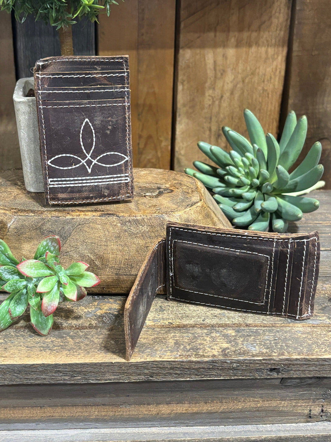 Leather Stitched Money Clip