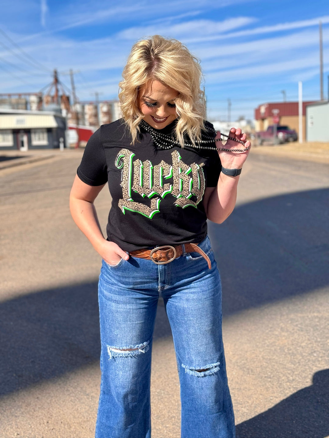 Leopard Lucky Graphic Tee by Texas True Threads