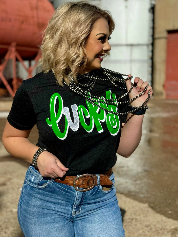 Lucky Horseshoe Black Graphic Tee by Texas True Threads