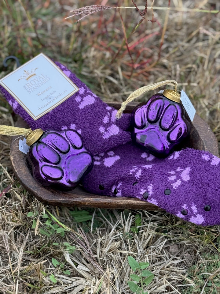 Paw Print Purple Snuggle Socks