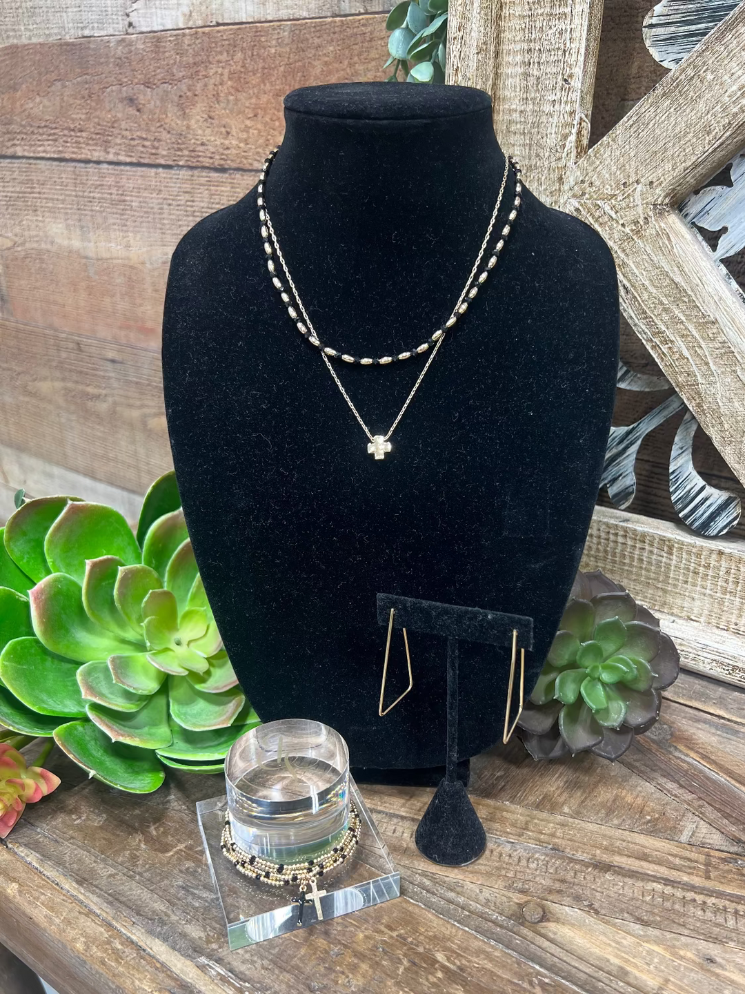 Fran Black & Gold 2 Strand Necklace