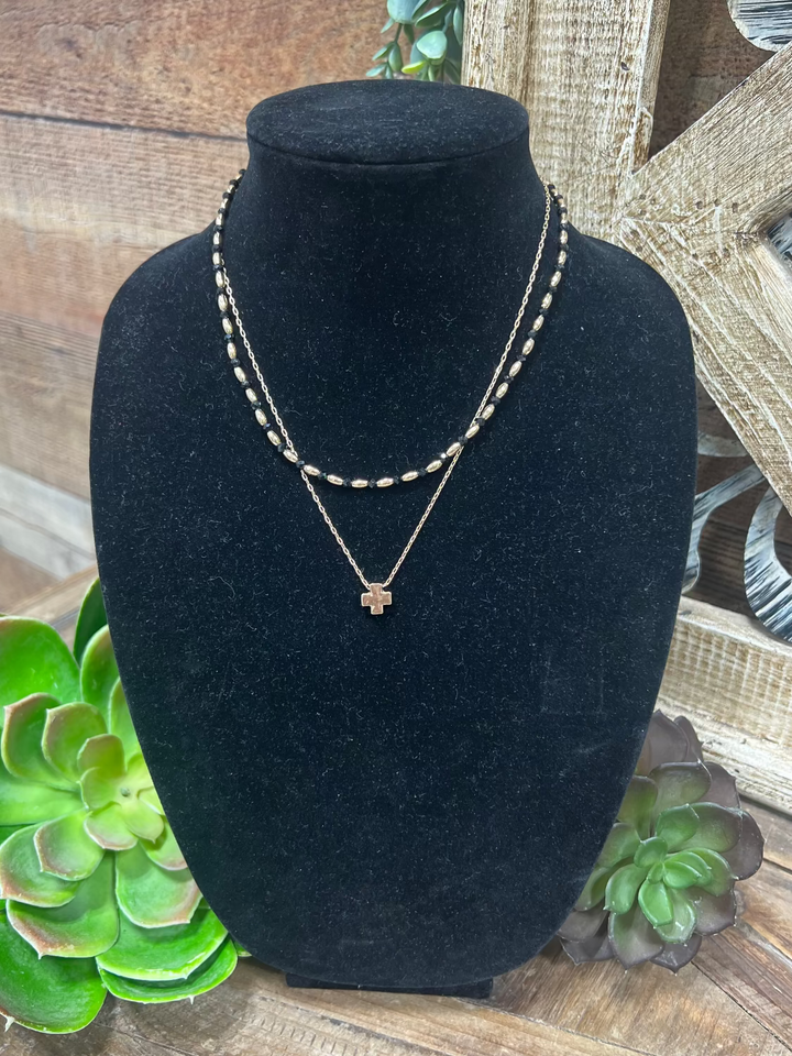Fran Black & Gold 2 Strand Necklace