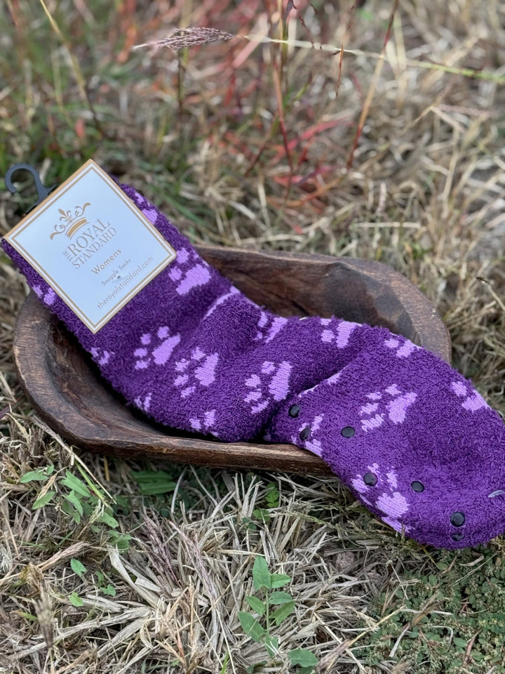 Paw Print Purple Snuggle Socks