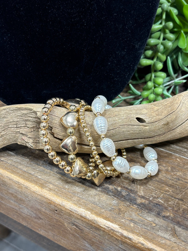 Hearts of Gold Bracelet Set