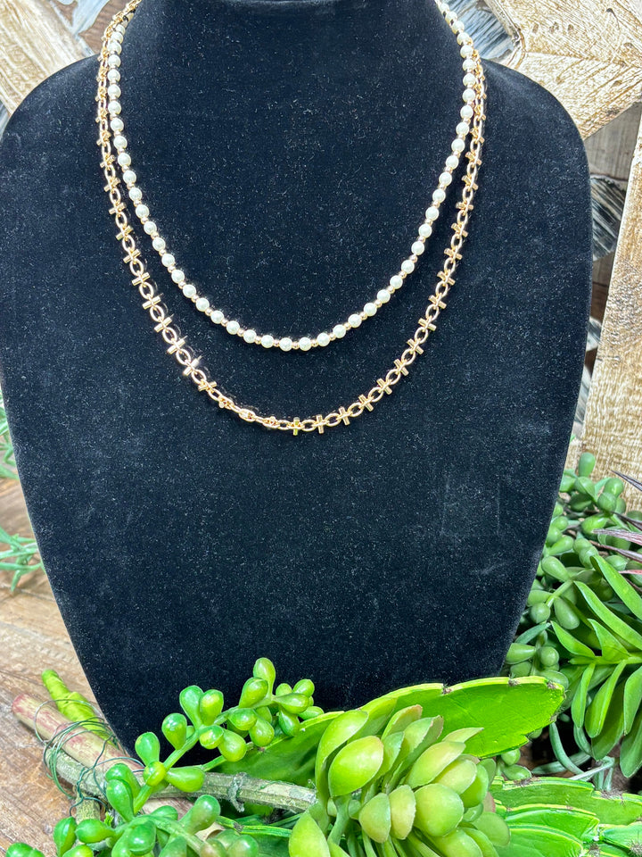 Halston Gold & Pearl Necklace