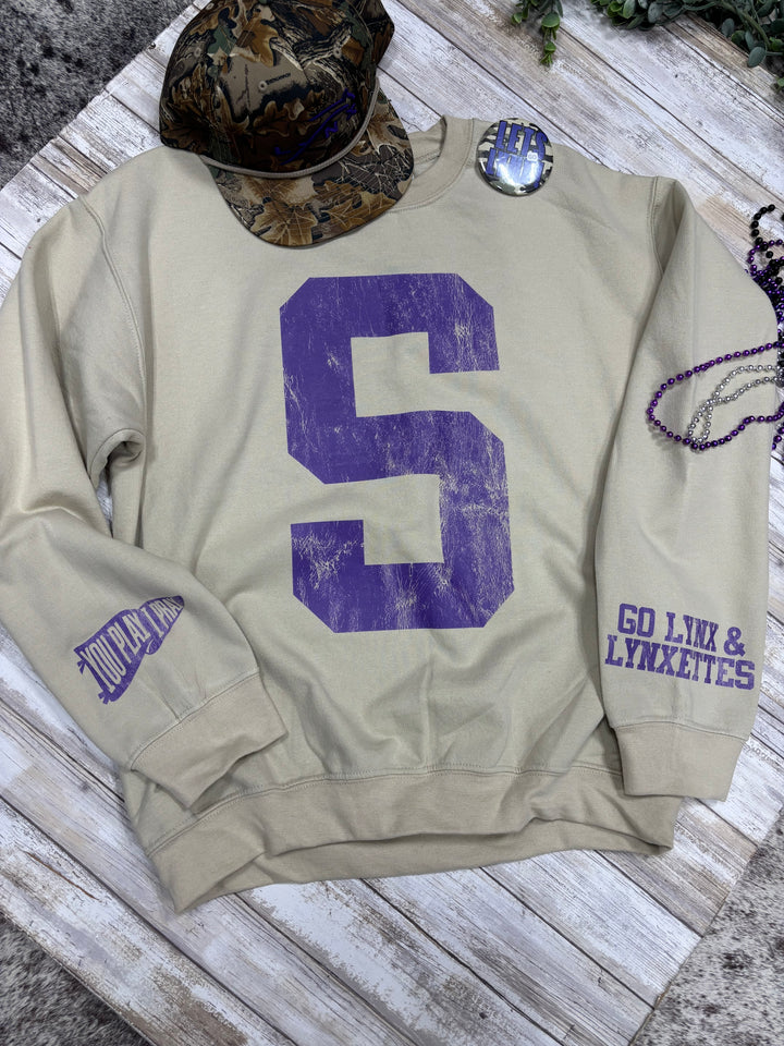 Collegiate Letter Beige Sweatshirt