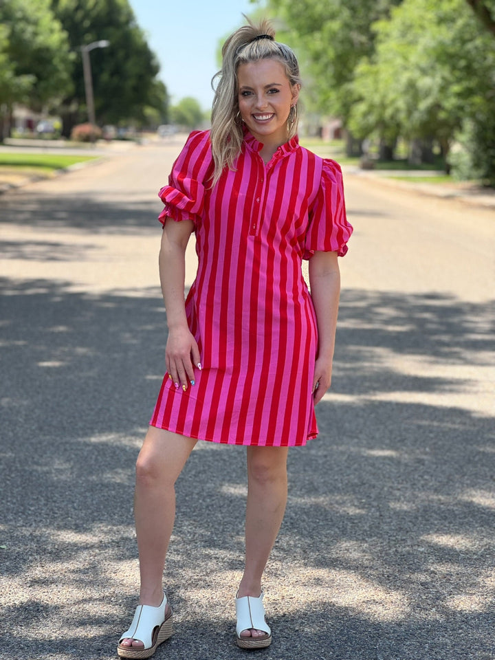 Stripe Me Pretty Pink and Red Dress