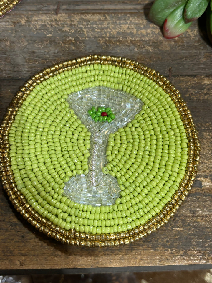 Beer Set Beaded Bar Coasters by Mud Pie