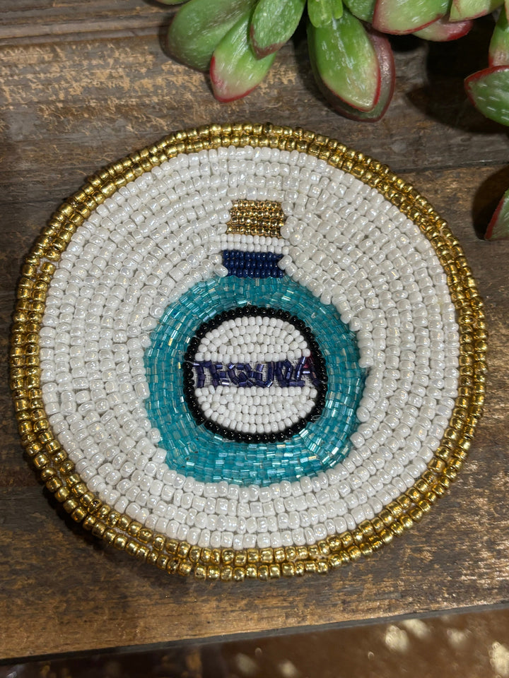 Beer Set Beaded Bar Coasters by Mud Pie