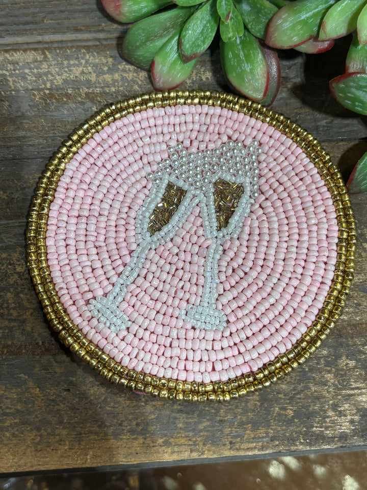 Beer Set Beaded Bar Coasters by Mud Pie