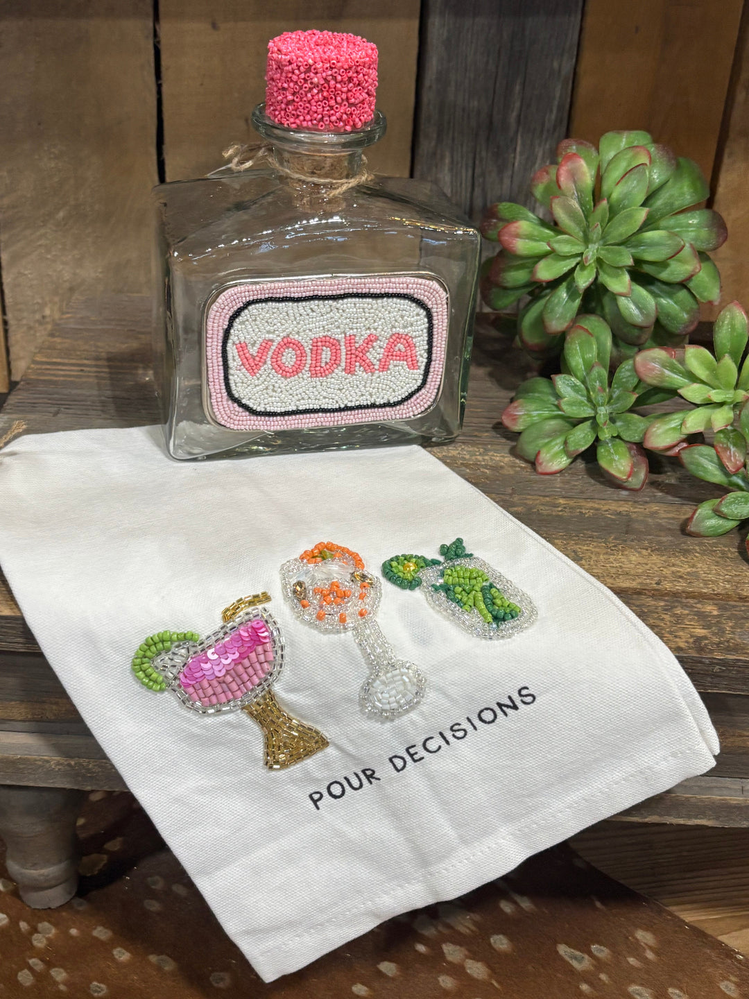 Beaded Bar Towel by Mud Pie