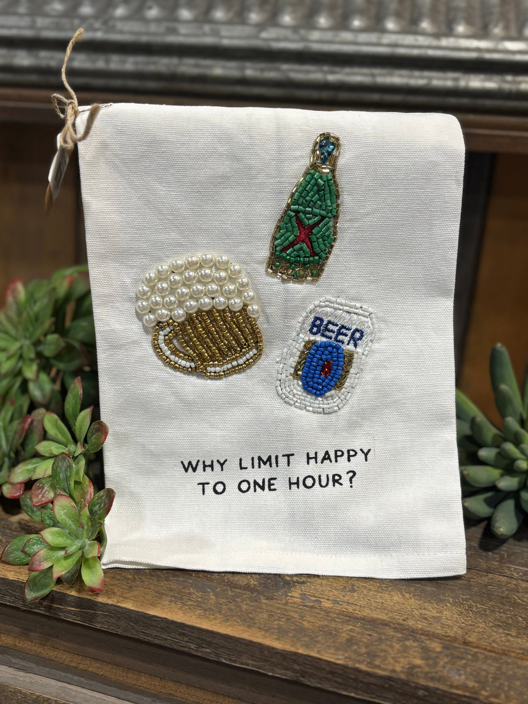 Beaded Bar Towel by Mud Pie