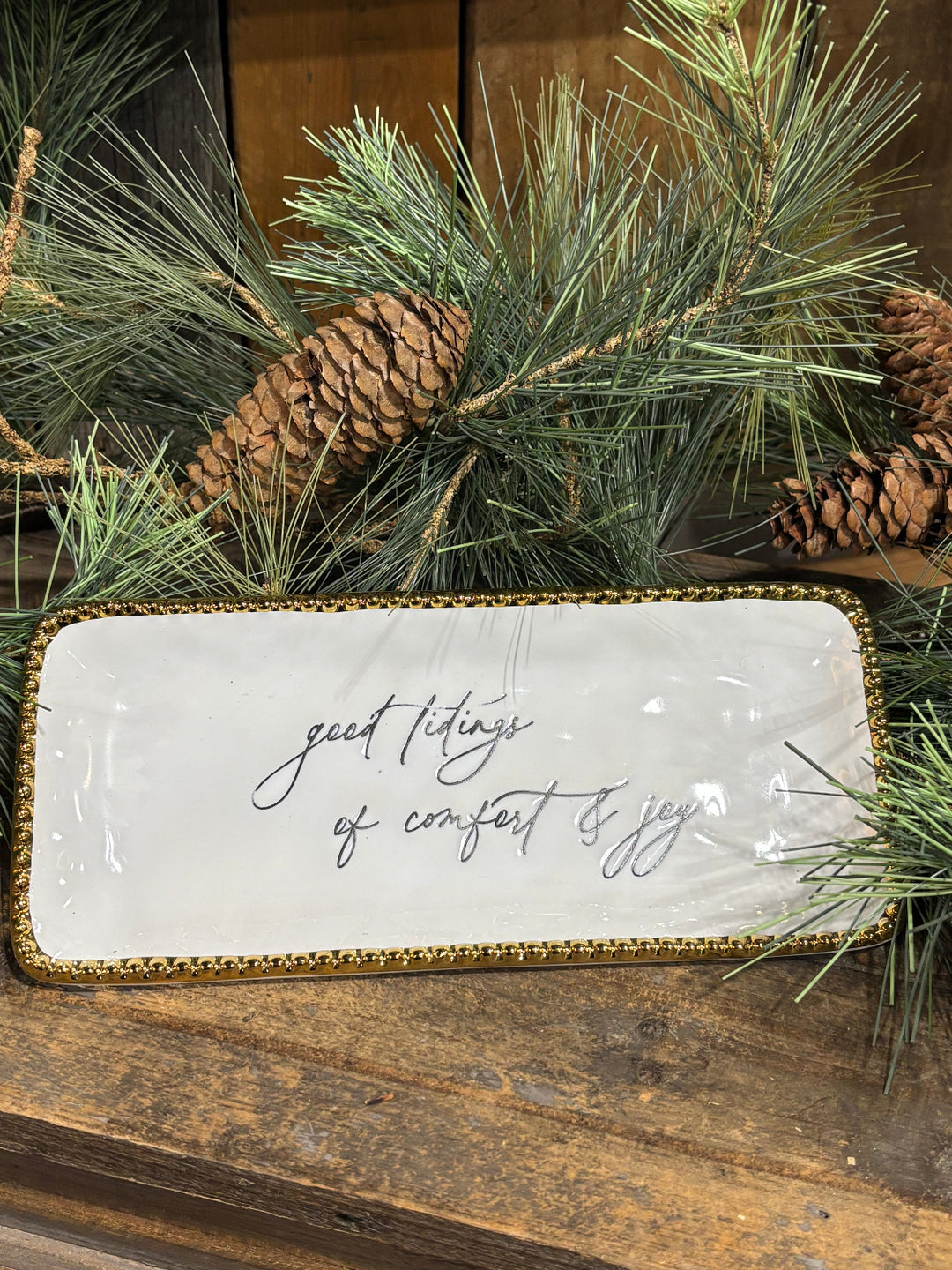 Gold Edge Sentiment Tray by Mud Pie