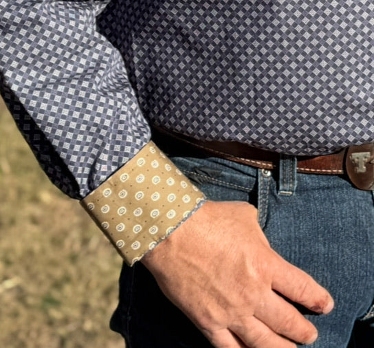 Dale Navy Geometric Print Wrinkle Free Shirt by Ariat