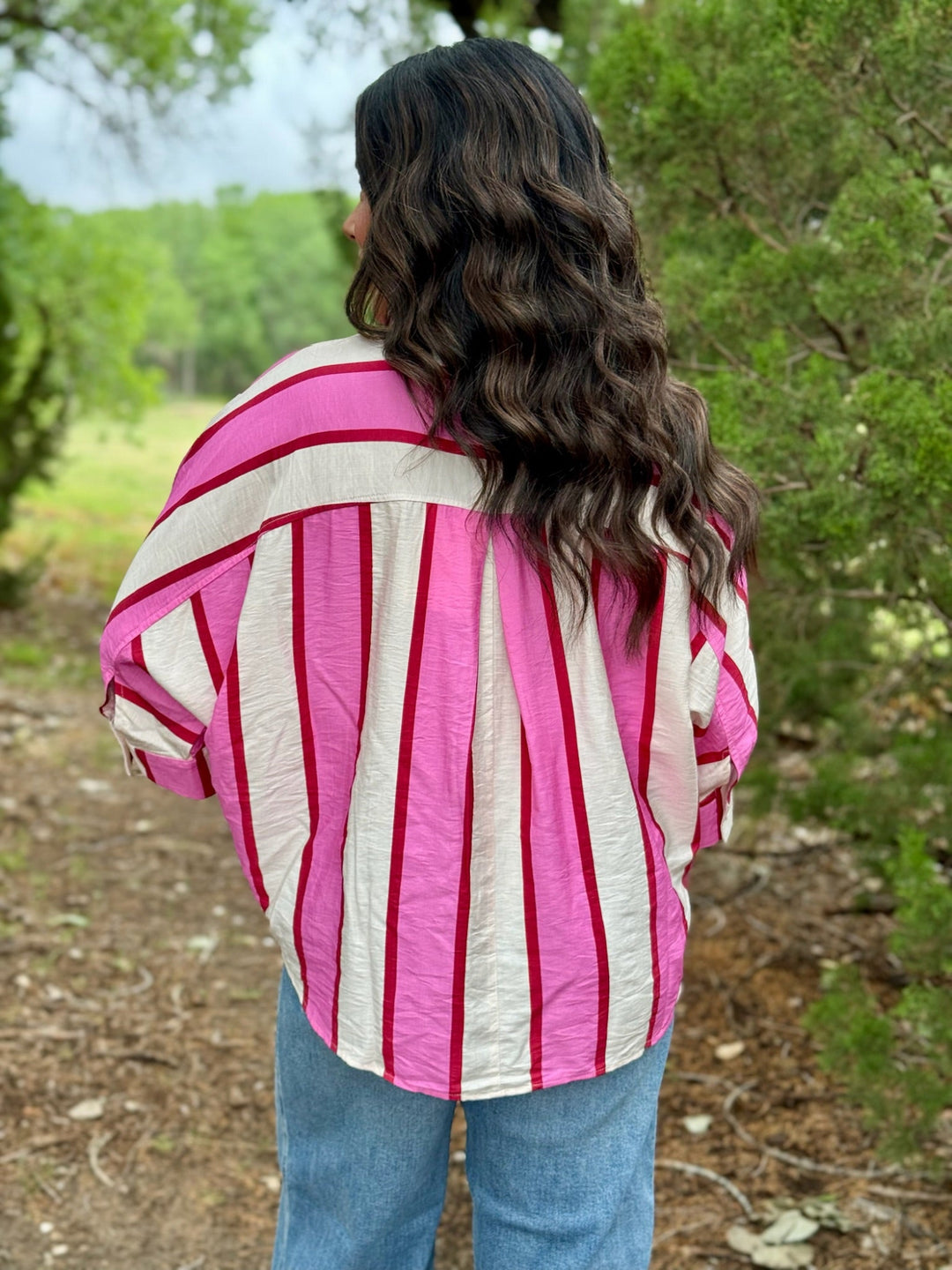 Got It Together Pink & Red Striped Top