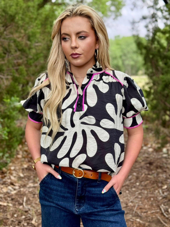 Lana Black & Cream Top