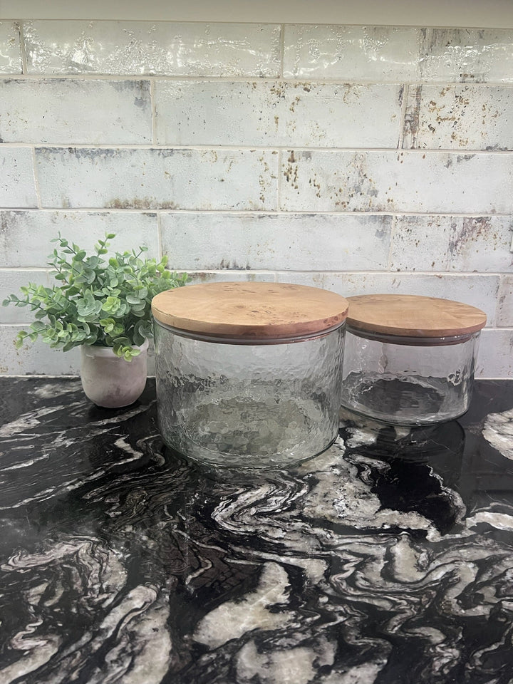 Burl Wood Lidded Canisters by Mud Pie