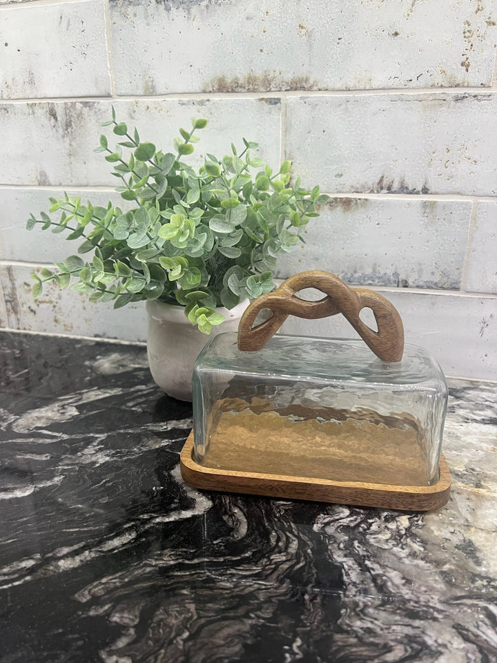 Braided Handle Butter Cloche by Mud Pie