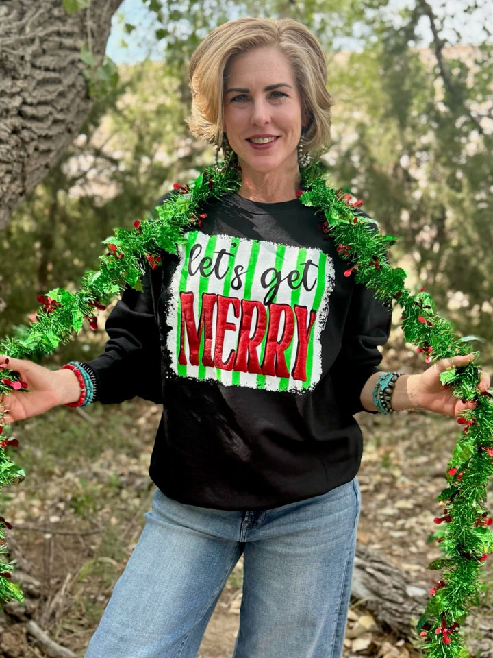 Let's Get Merry Long Sleeve Graphic Tee by Texas True Threads